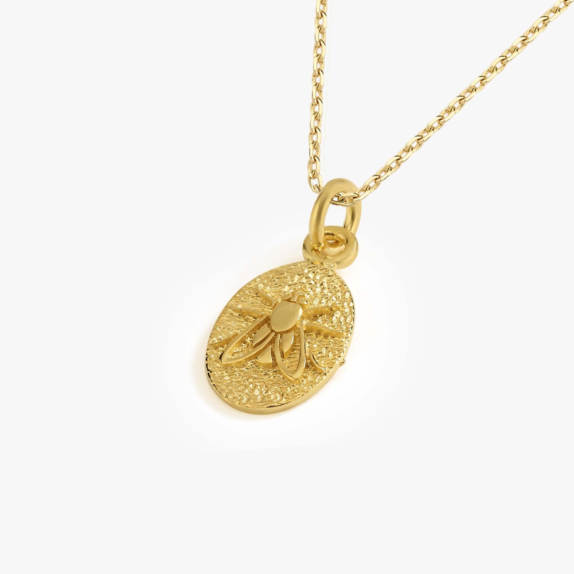 Bee Necklace | 14K Gold Vermeil - Mionza Jewelry-14k gold vermeil, bee coin necklace, bee jewelry, bee necklace gold, bee necklace silver, bumble bee necklace, Gift for Mom, gold bee charm, gold bee necklace, honey bee jewelry, honeybee necklace, mothers day gift, queen bee necklace