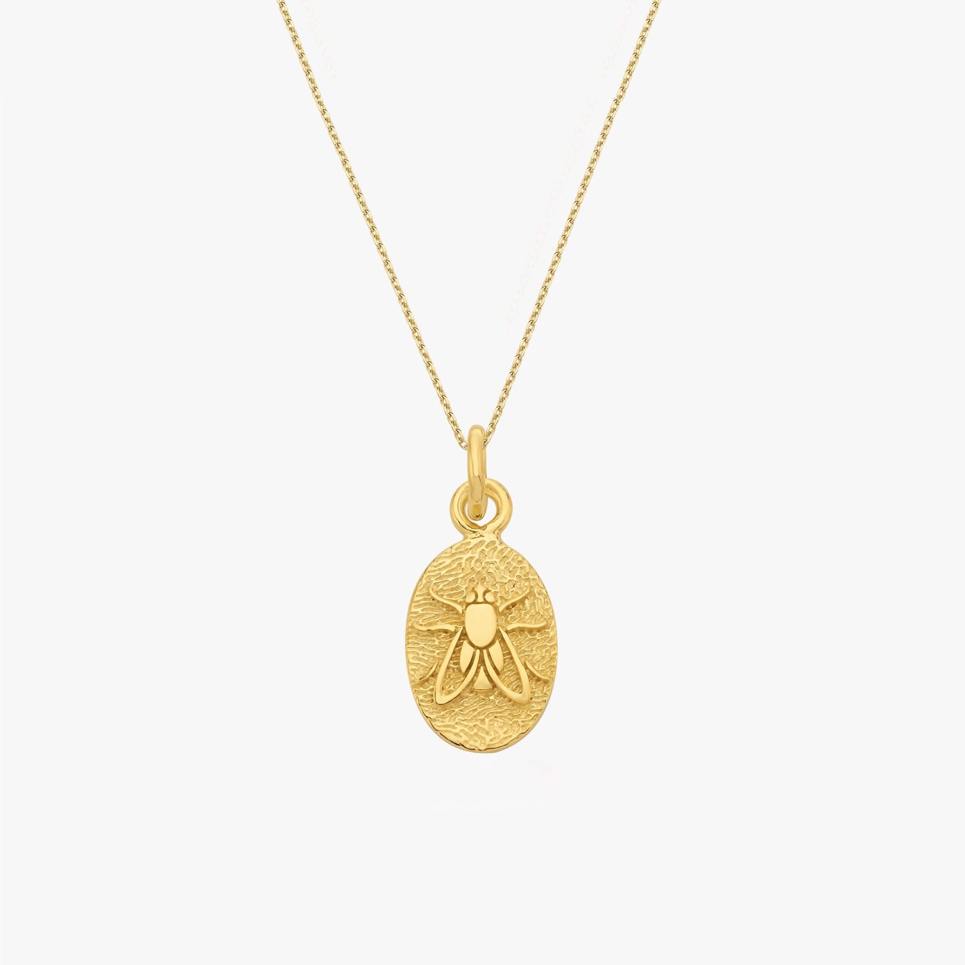 Bee Necklace | 14K Gold Vermeil - Mionza Jewelry-14k gold vermeil, bee coin necklace, bee jewelry, bee necklace gold, bee necklace silver, bumble bee necklace, Gift for Mom, gold bee charm, gold bee necklace, honey bee jewelry, honeybee necklace, mothers day gift, queen bee necklace
