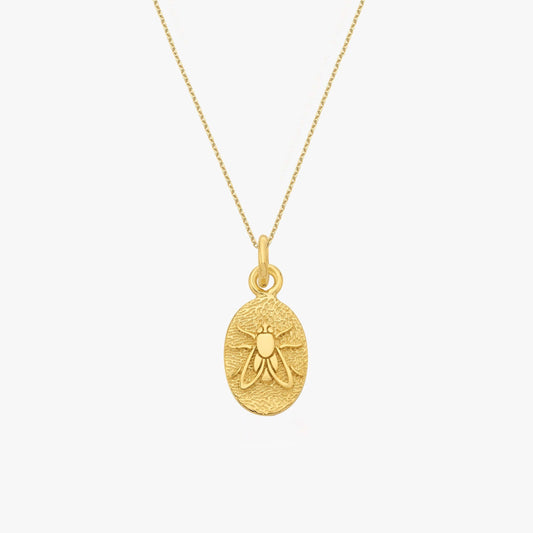 Bee Necklace | 14K Gold Vermeil - Mionza Jewelry-14k gold vermeil, bee coin necklace, bee jewelry, bee necklace gold, bee necklace silver, bumble bee necklace, Gift for Mom, gold bee charm, gold bee necklace, honey bee jewelry, honeybee necklace, mothers day gift, queen bee necklace