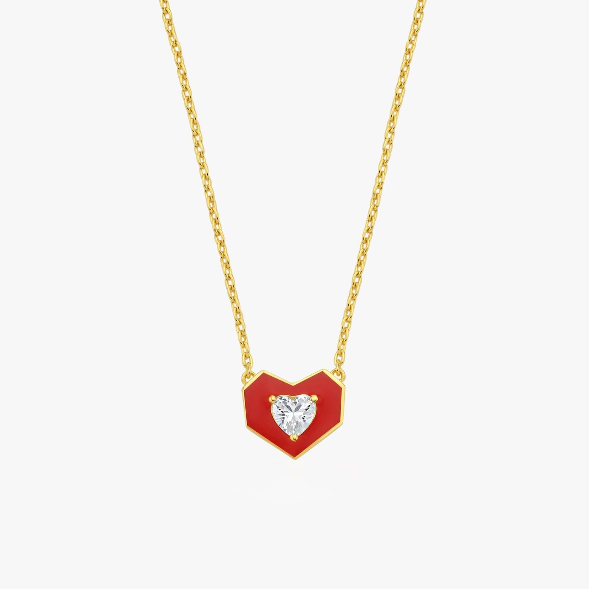Red Heart Necklace | 14K Gold Vermeil - Mionza Jewelry-14k gold heart, diamond heart, Gift for Mom, gold heart necklace, heart jewelry, heart necklace gold, heart necklace women, heart pendant, love necklace, mothers day gift, red heart jewelry, red necklace, small heart necklace