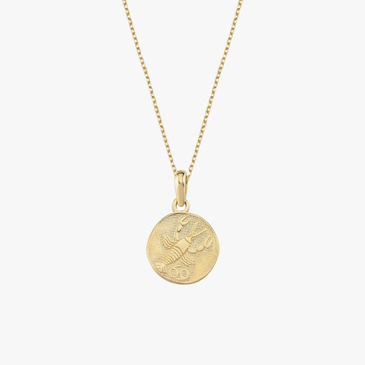 Cancer Zodiac Necklace | 14K Solid Gold - Mionza Jewelry-astrology necklace, cancer necklace, cancer zodiac, Gift for Mom, gold coin necklace, Mothers Day Gifts, personalized gift, scorpio necklace, virgo necklace, zodiac jewelry, zodiac necklace, zodiac pendant, zodiac sign necklace