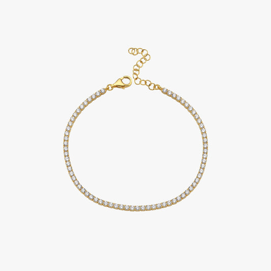 Tennis Bracelet | 18K Gold Vermeil - Mionza Jewelry-18k solid gold, 2mm tennis bracelet, anniversary gift, bridal jewelry, chain bracelet, crystal bracelet, cz tennis bracelet, diamond bracelet, diamond tennis, gift for women, gold tennis bracelet, mothers day gift, tennis bracelet