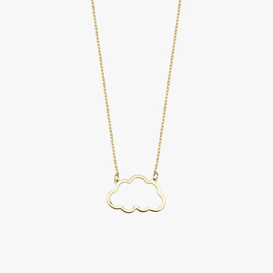 Cloud Necklace | 14K Solid Gold - Mionza Jewelry-16th birthday gift, 1st anniversary gift, celestial jewelry, celestial necklace, Christmas Gift, cloud jewelry, cloud necklace, cloud pendant, gift for girl, gift for women, minimalist necklace, rain cloud necklace