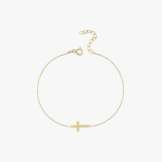 Gold Cross Bracelet | 14K Solid Gold
