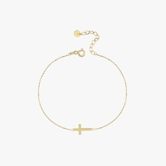 Gold Cross Bracelet | 14K Solid Gold