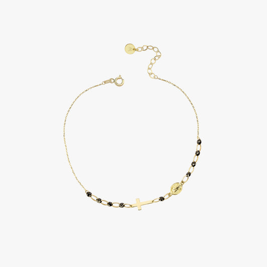 Onyx Rosary Bracelet | 14K Solid Gold