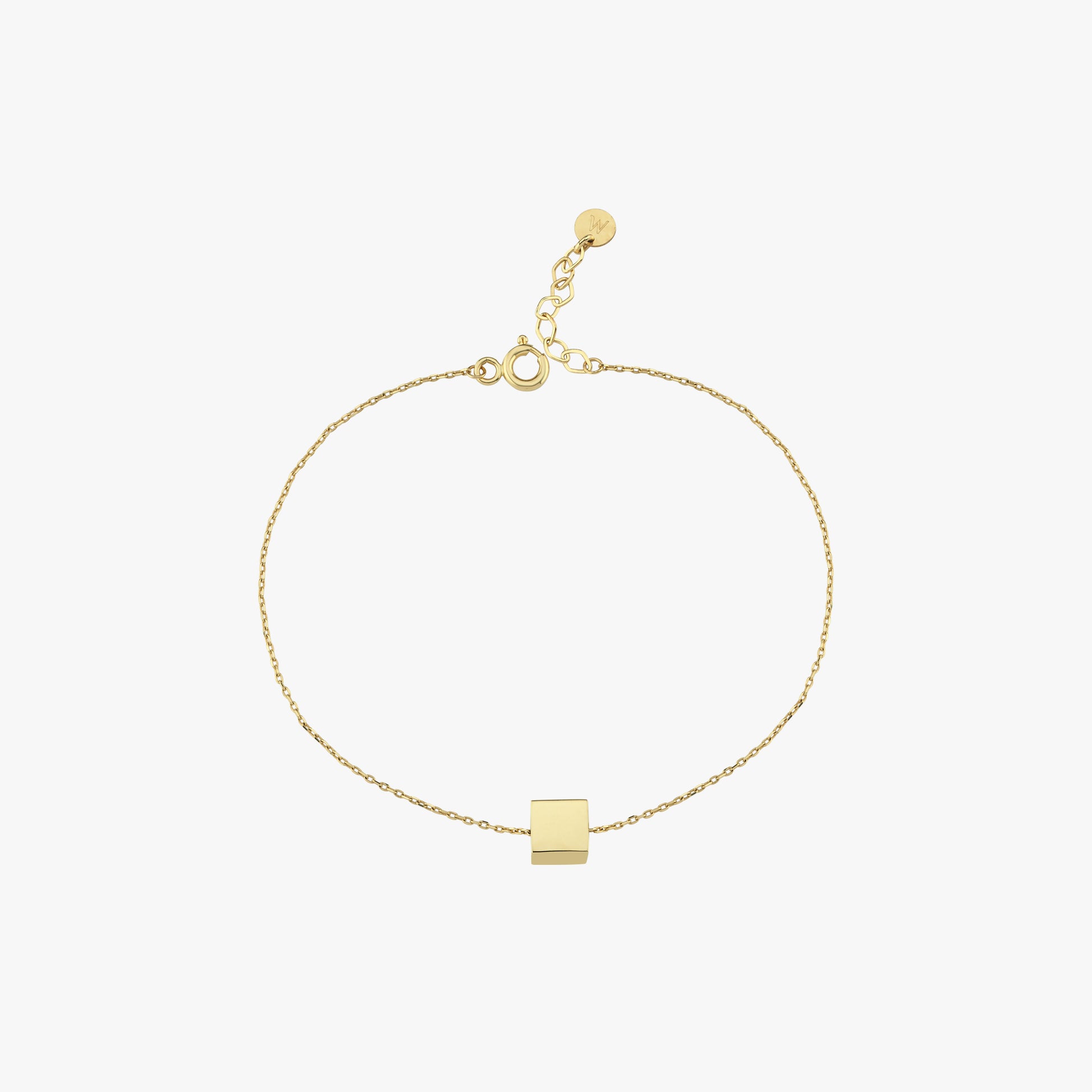 Cube Initial Bracelet | 14K Solid Gold