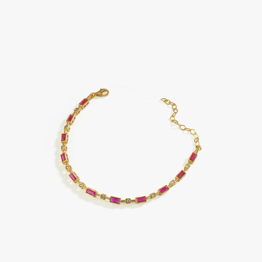 Baguette Ruby Tennis Bracelet | 18K Gold Vermeil
