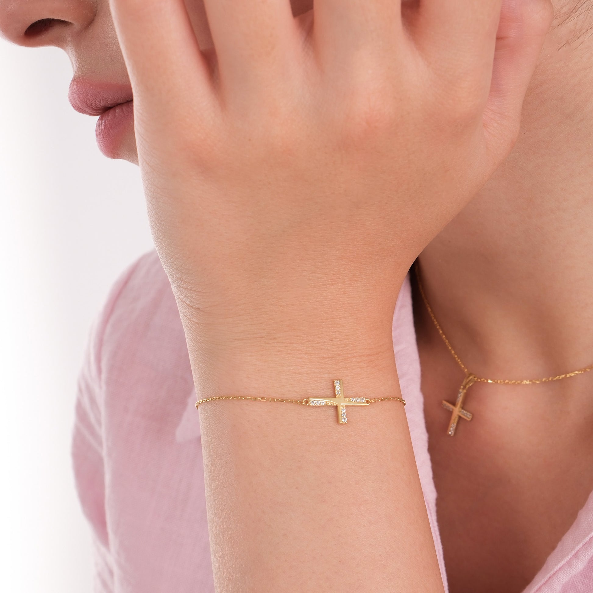 Dainty Cross Bracelet | 14K Gold Plated