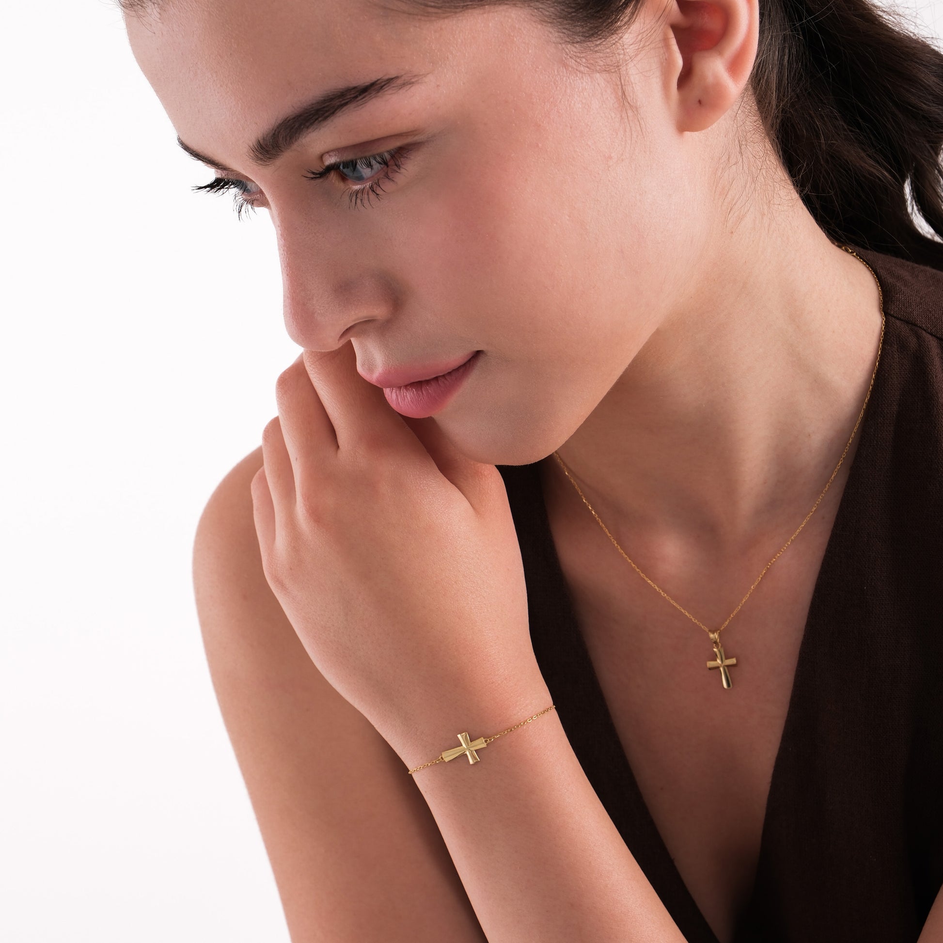 Small Cross Bracelet | 14K Gold Plated