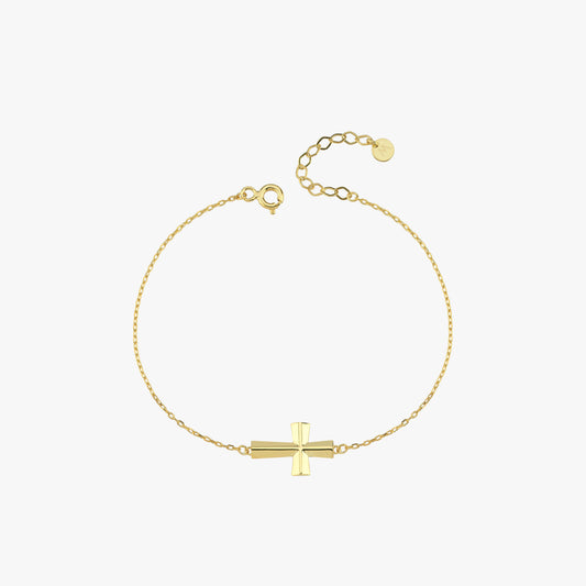 Small Cross Bracelet | 14K Gold Plated