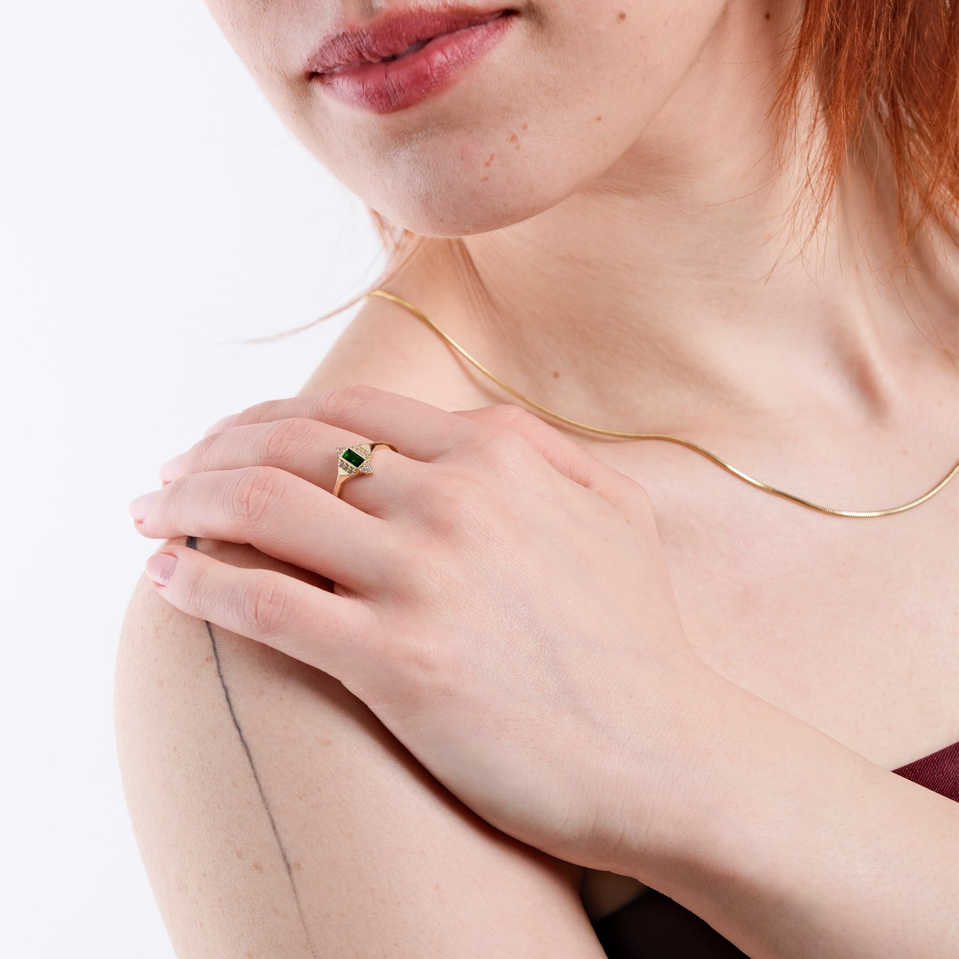 Rectangle Emerald Ring | 14K Solid Gold