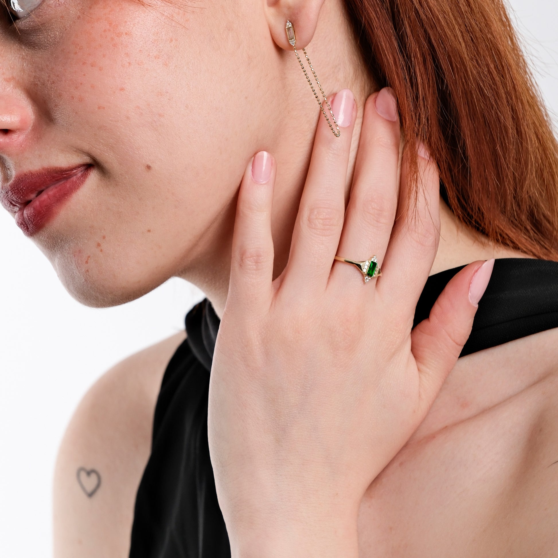 Rectangle Emerald Ring | 14K Solid Gold