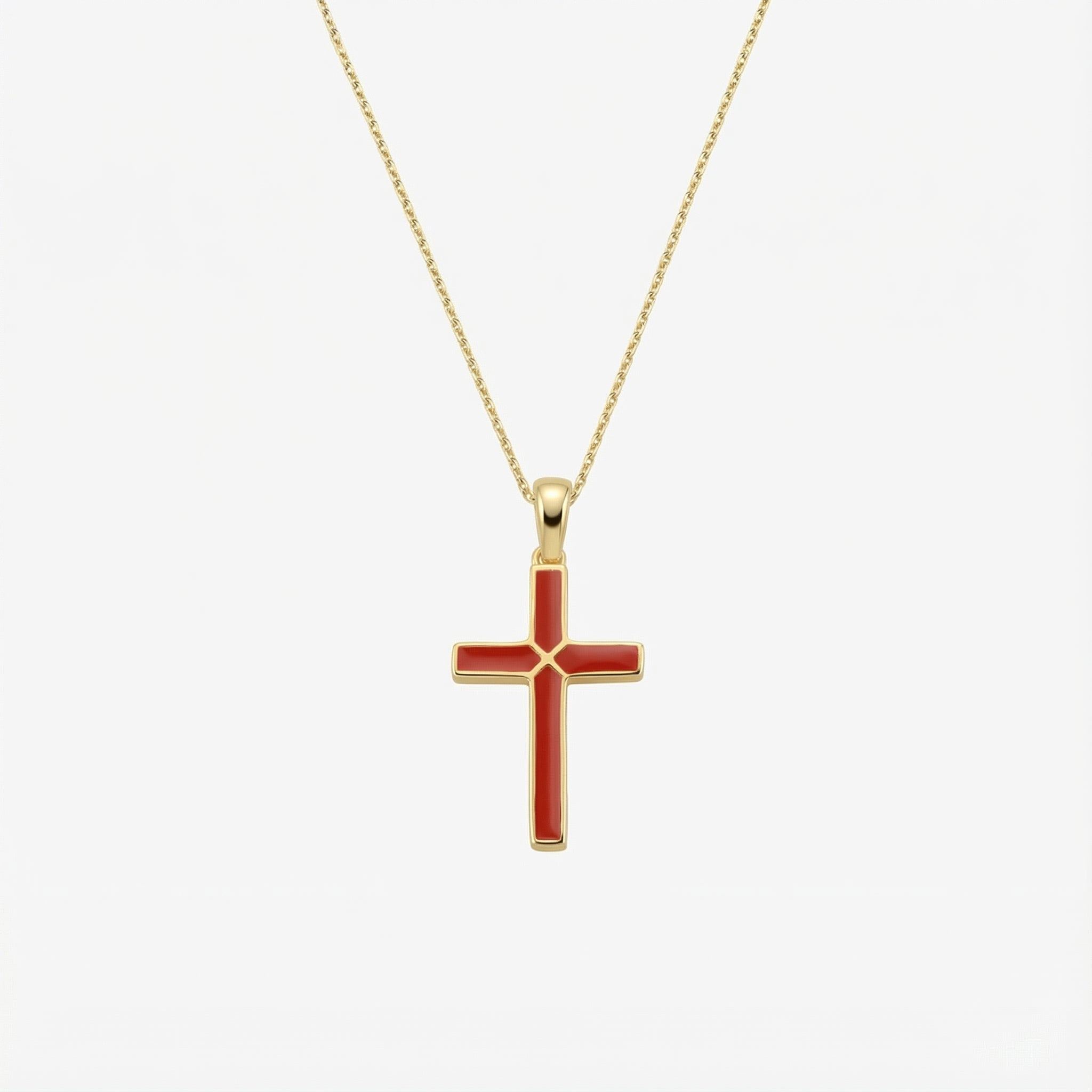 14K Gold Vermeil Red Cross Necklace | MIONZA – Mionza Jewelry
