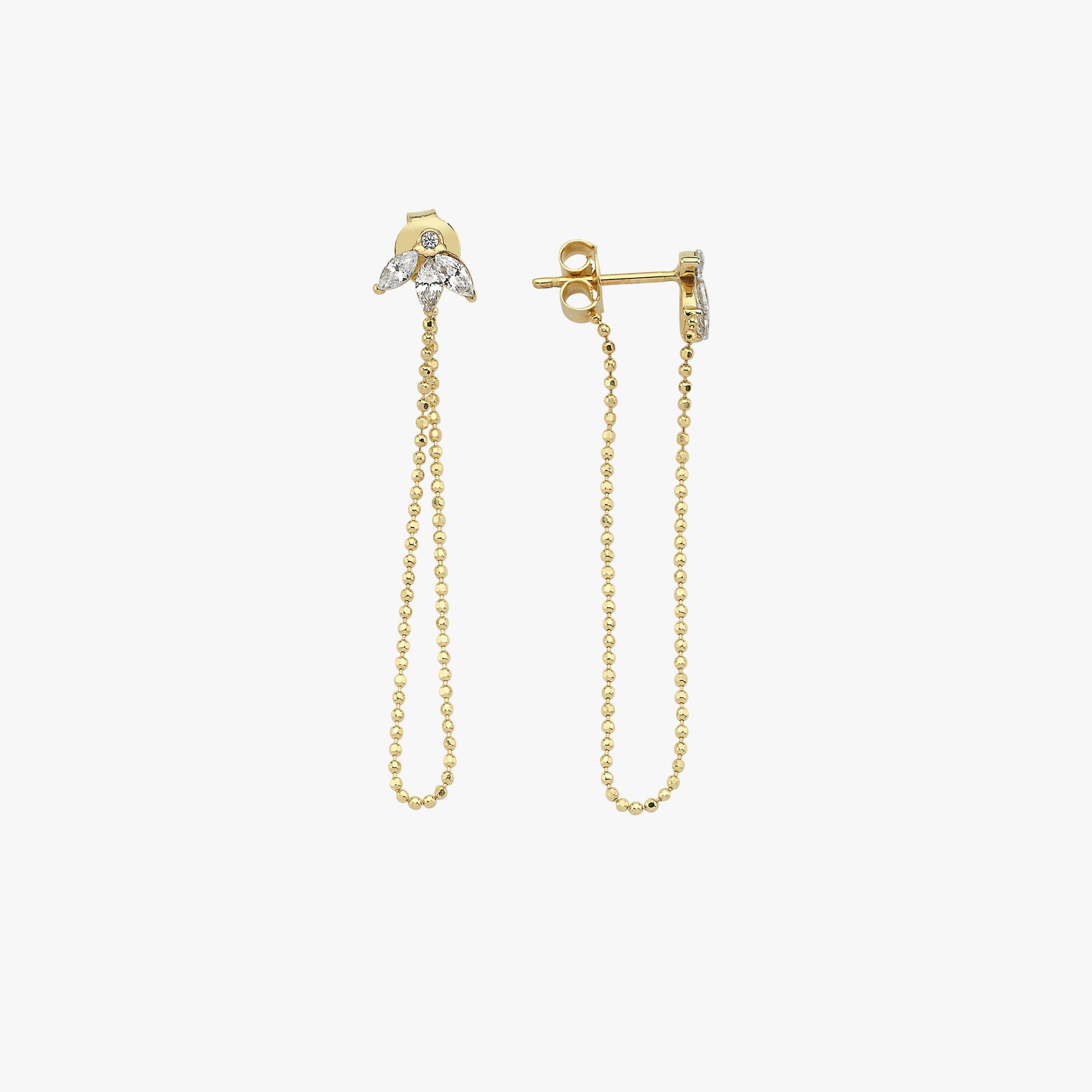Double Chain Earrings | 14K Solid Gold