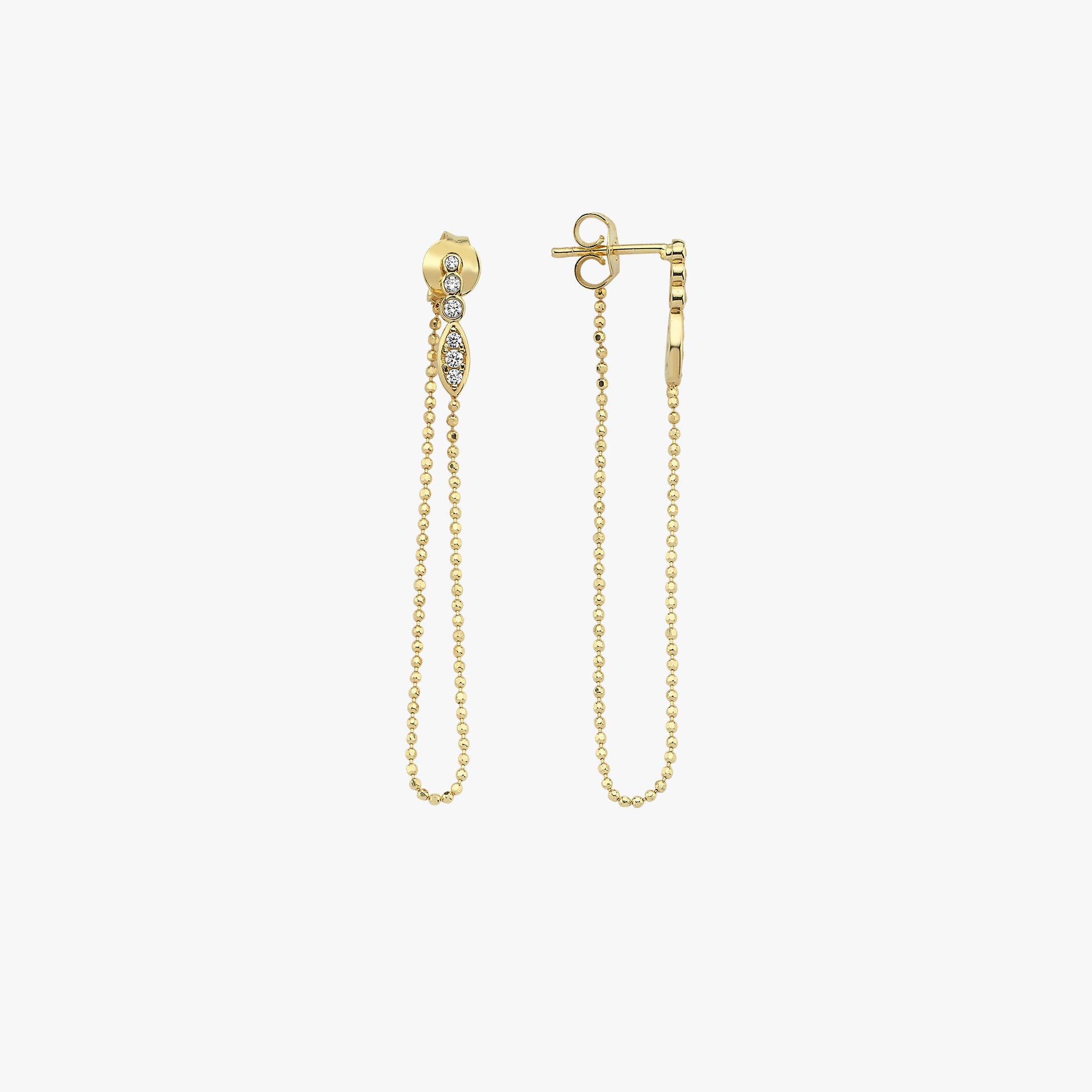 Chain Dangle Earrings | 14K Solid Gold