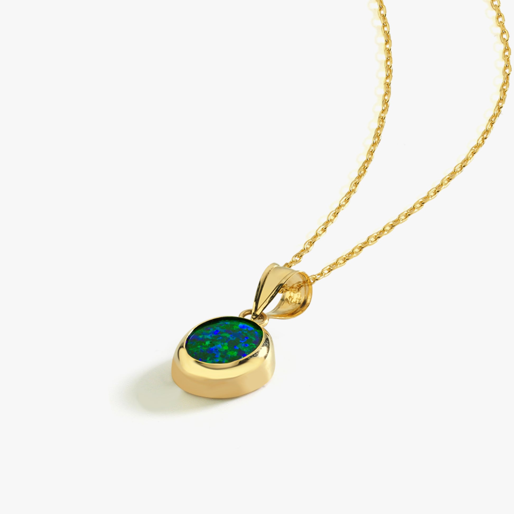 Green Opal Necklace | 14K Solid Gold