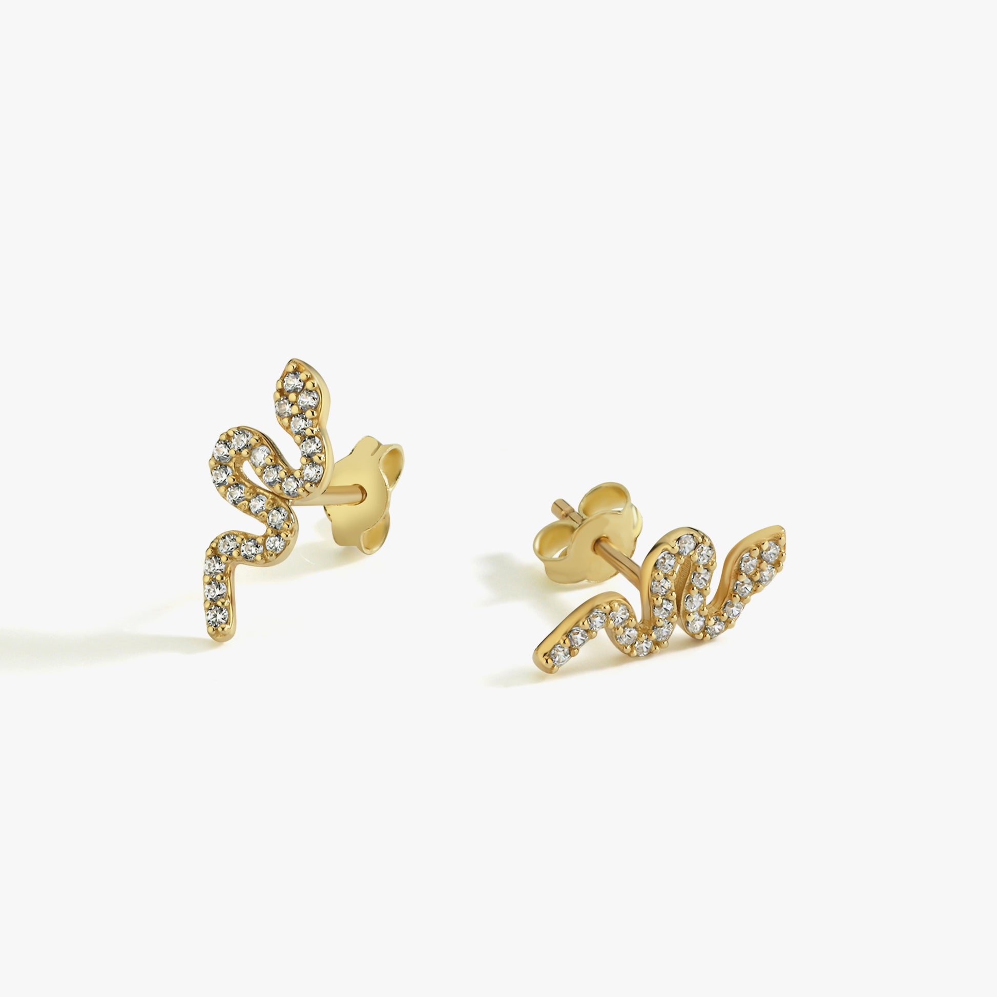 Snake Stud Earrings | 14K Solid Gold