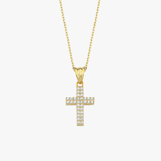 Dainty Small Cross Necklace | 14K Gold Plated