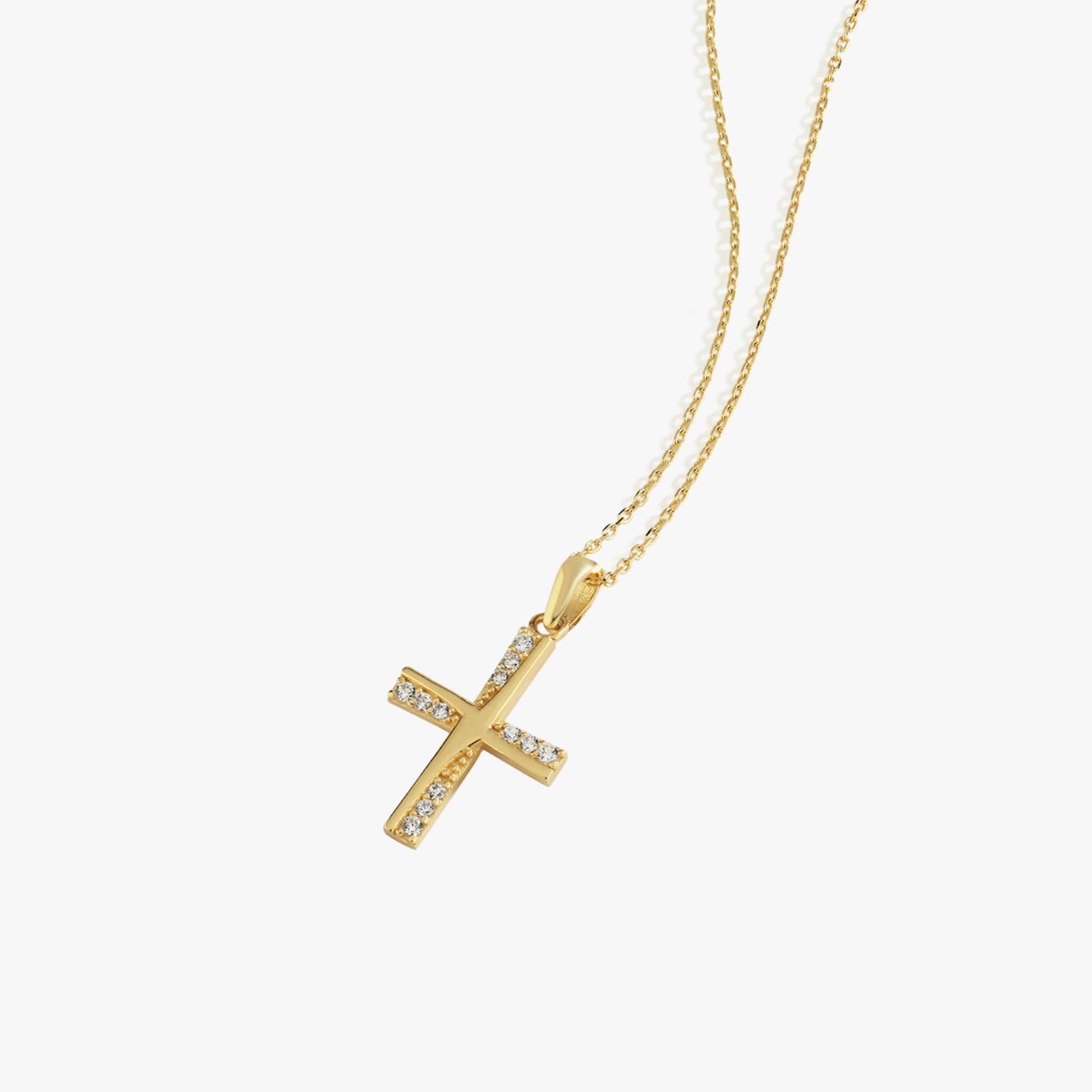 Dainty Cross Necklace | 14K Solid Gold