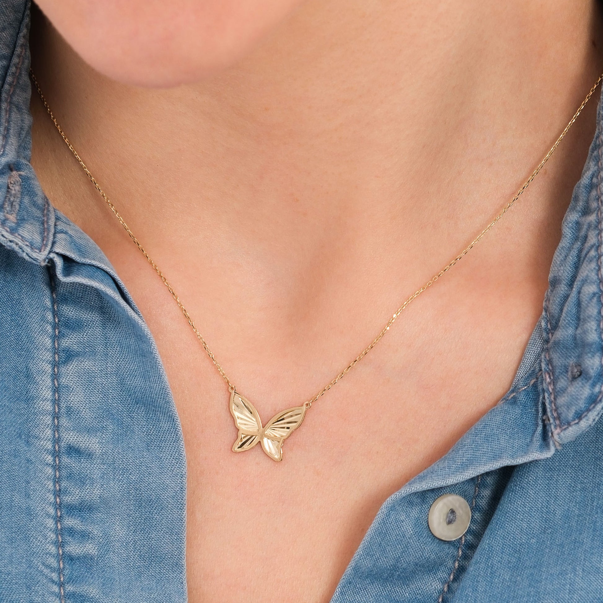 Butterfly Necklace | 14K Solid Gold