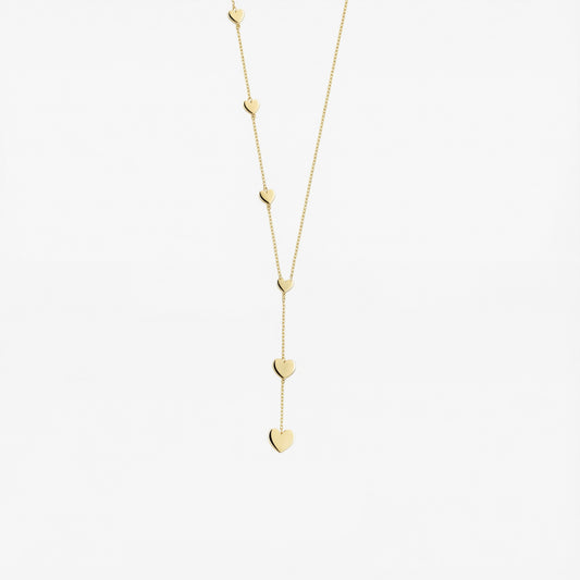 Heart Lariat Necklace | 14K Solid Gold