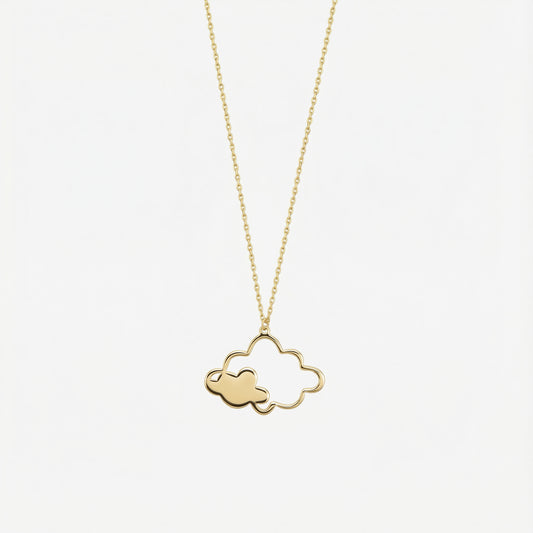 Cloud Pendant Necklace | 14K Solid Gold