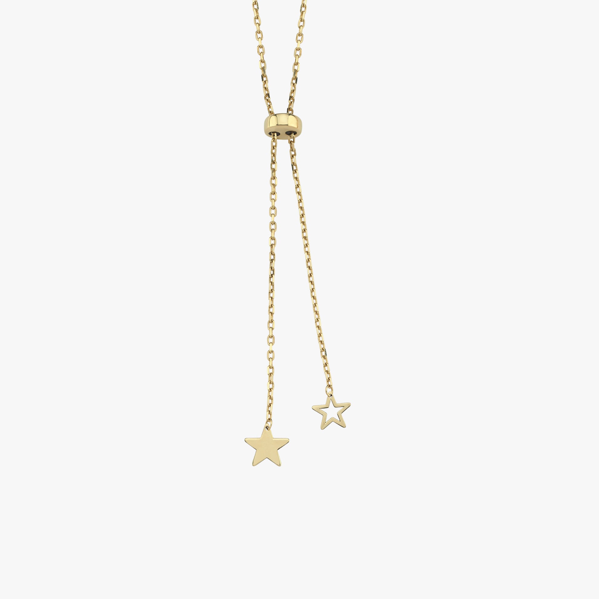 Sliding Star Lariat Necklace | 14K Solid Gold