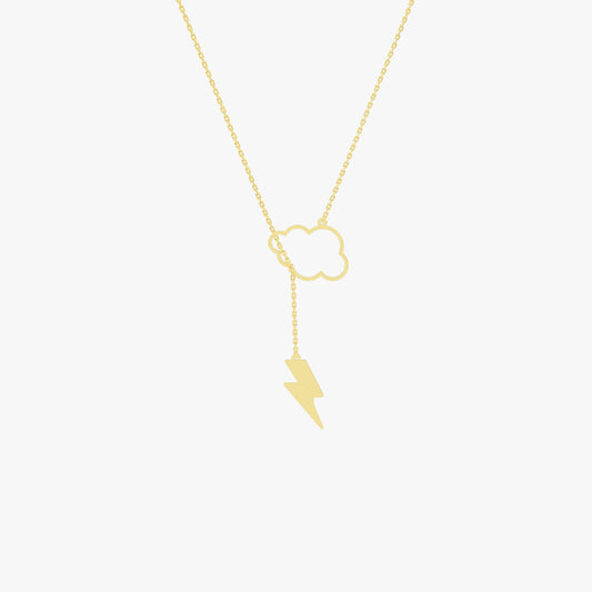 Lightning Cloud Necklace | 14K Solid Gold