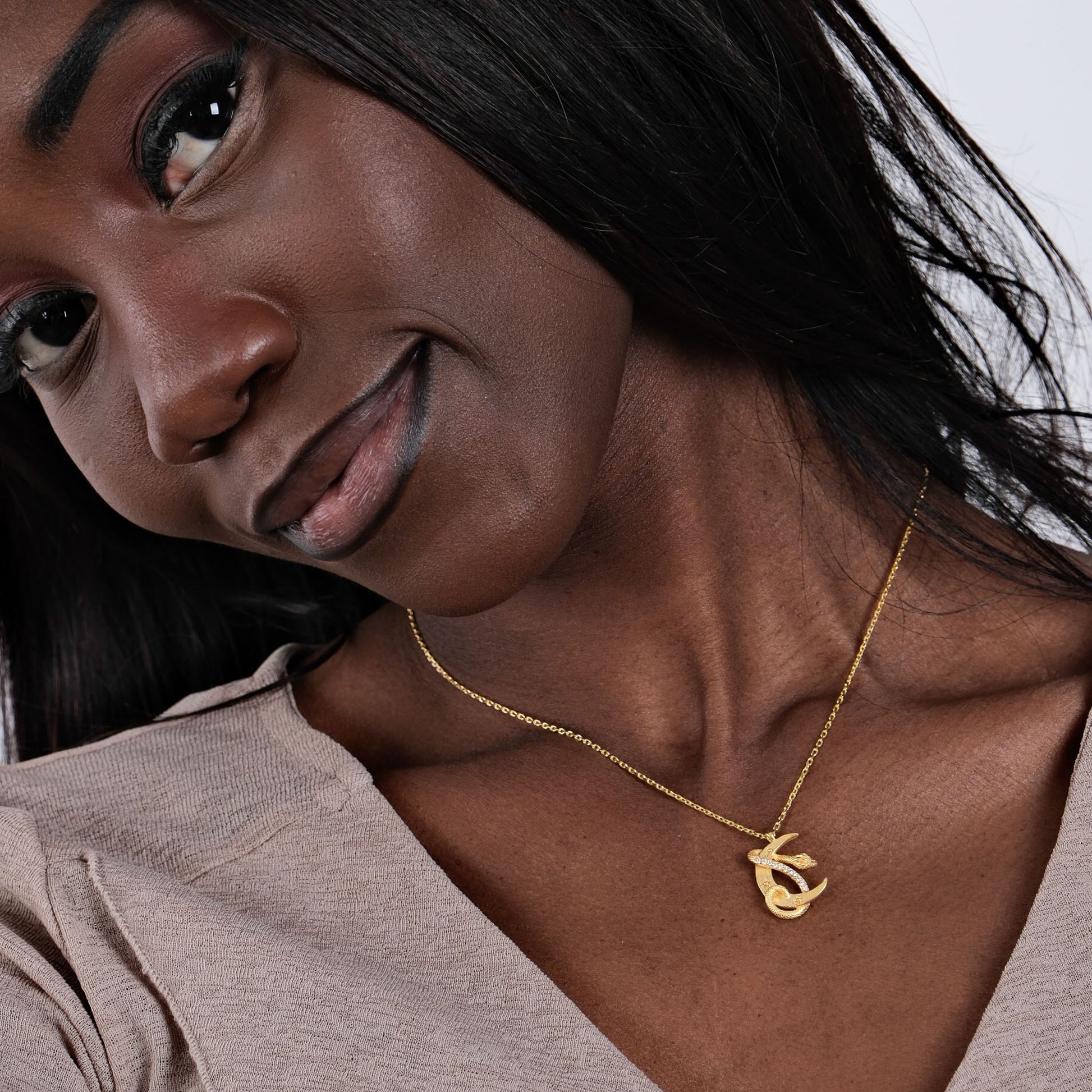 Snake Moon Necklace | 18K Gold Vermeil