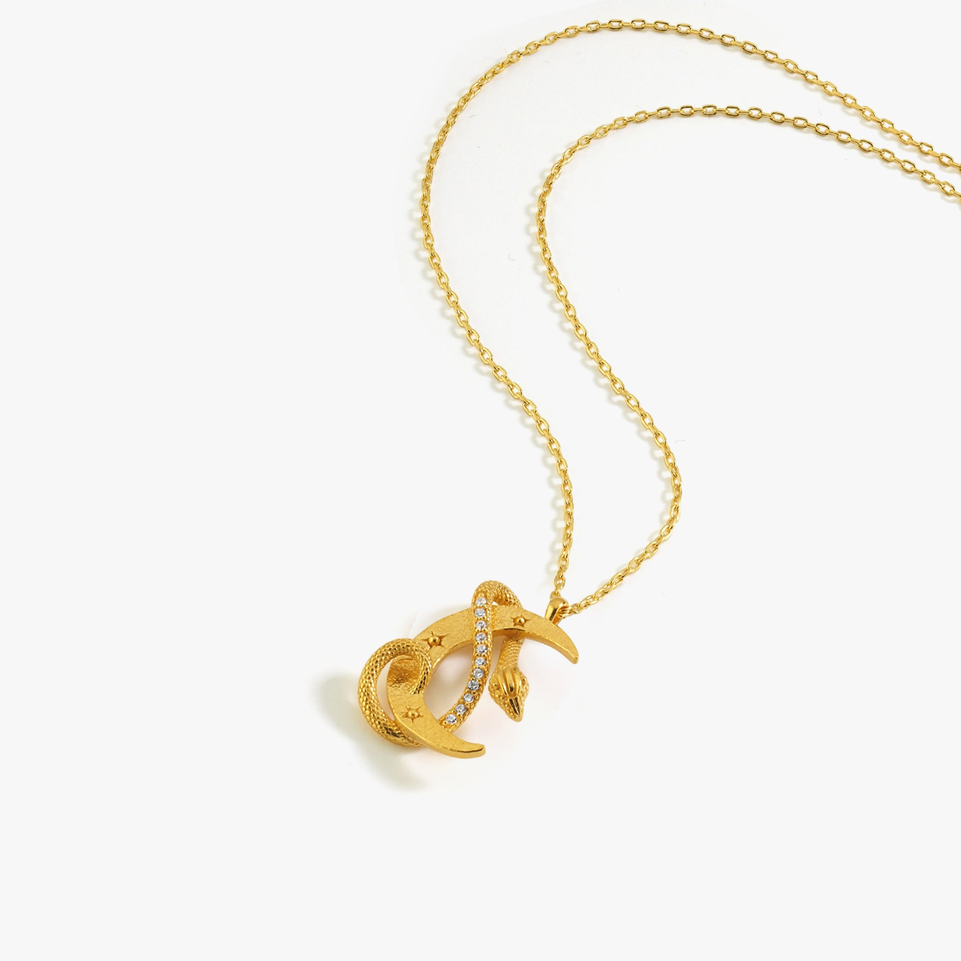 Snake Moon Necklace | 18K Gold Vermeil