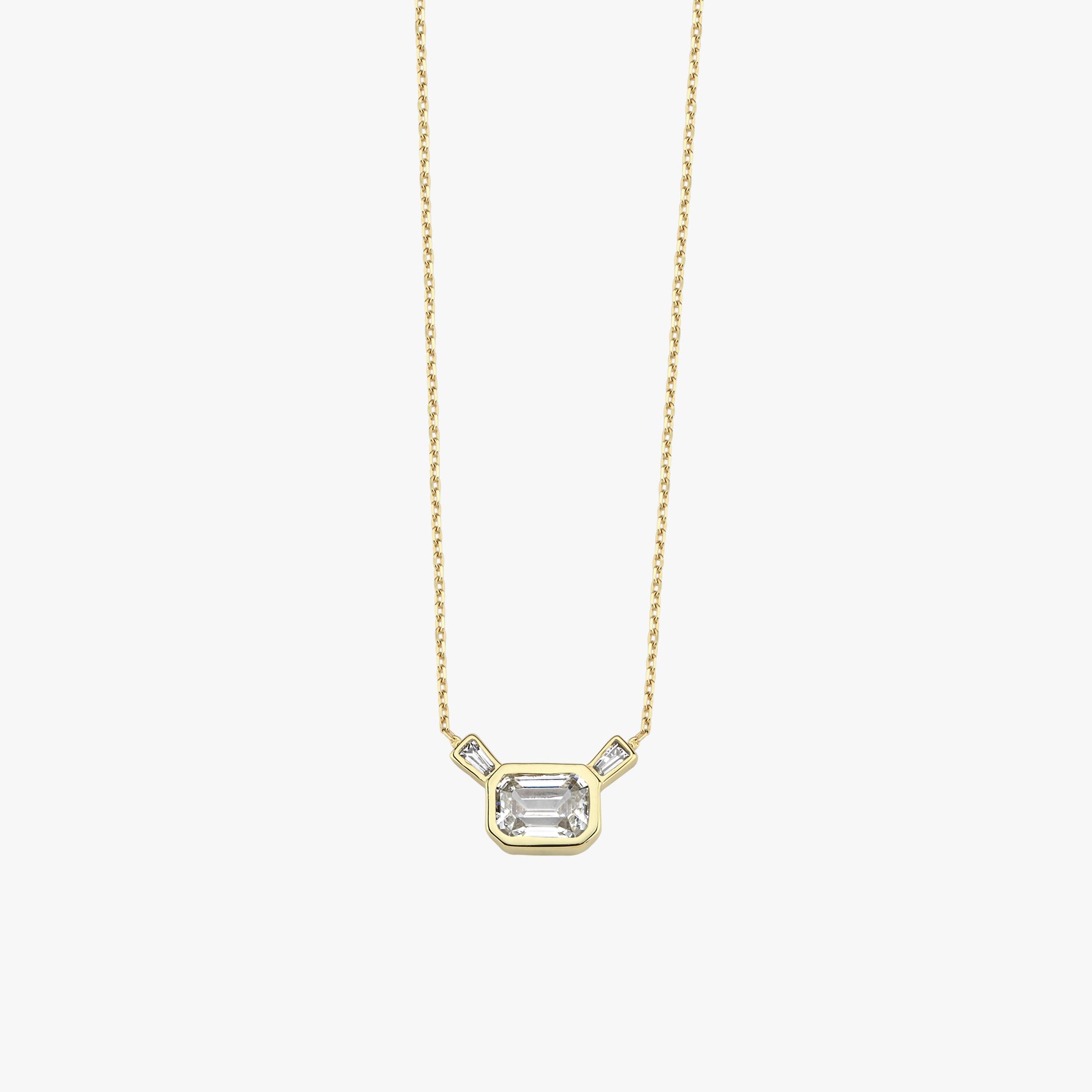Moissanite Bezel Necklace | 14K Solid Gold