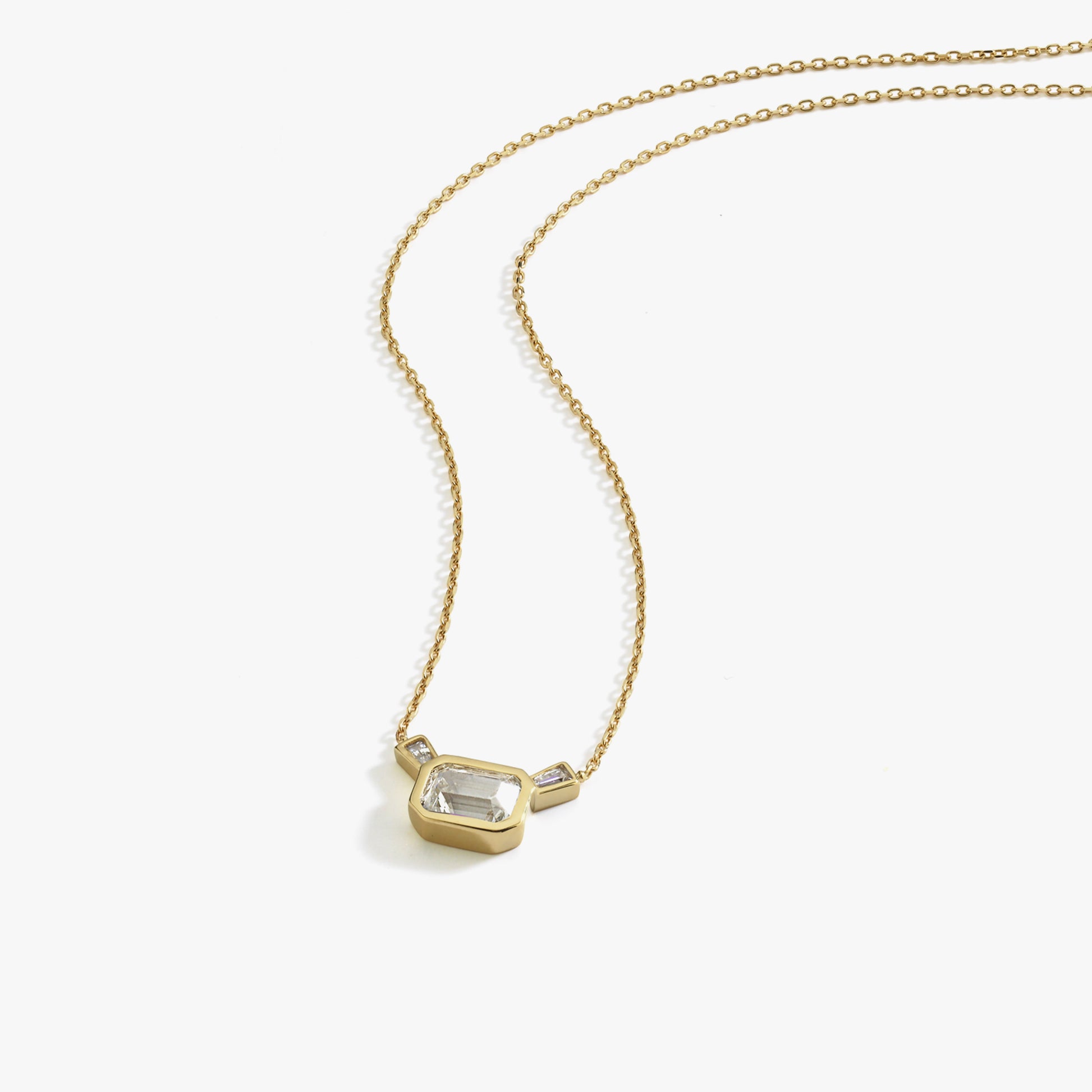 Moissanite Bezel Necklace | 14K Solid Gold