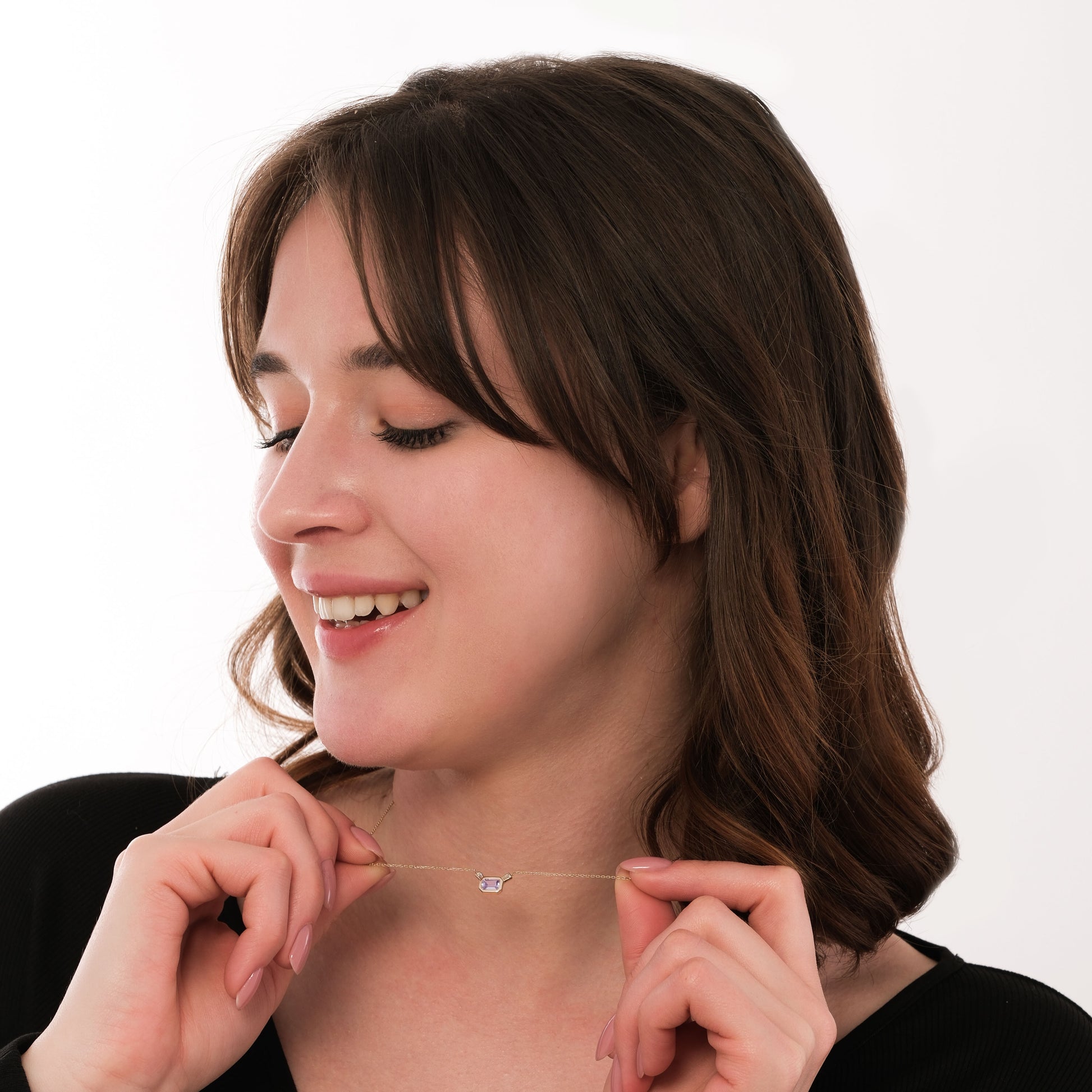Baguette Cut Necklace | 14K Solid Gold