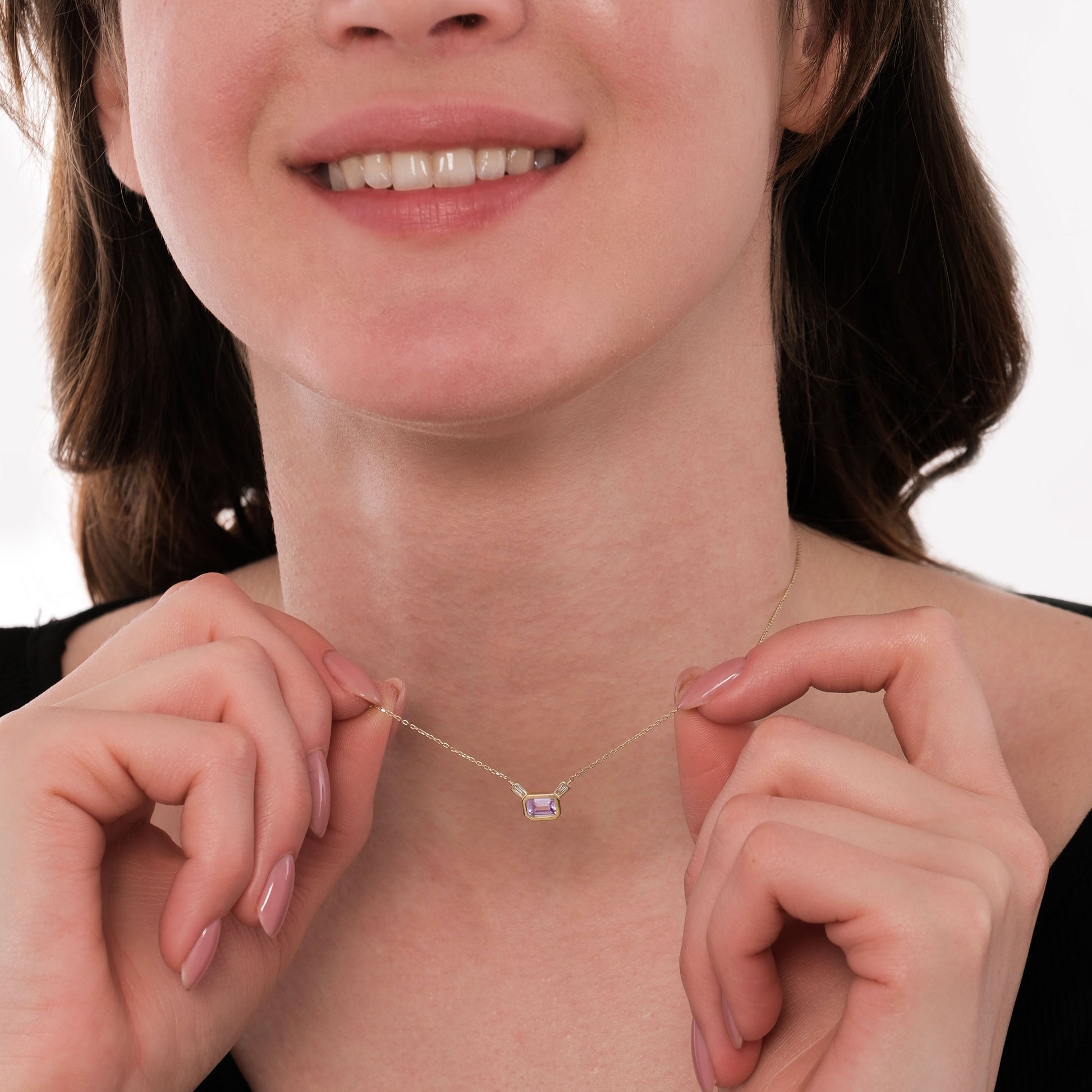 Baguette Cut Necklace | 14K Solid Gold