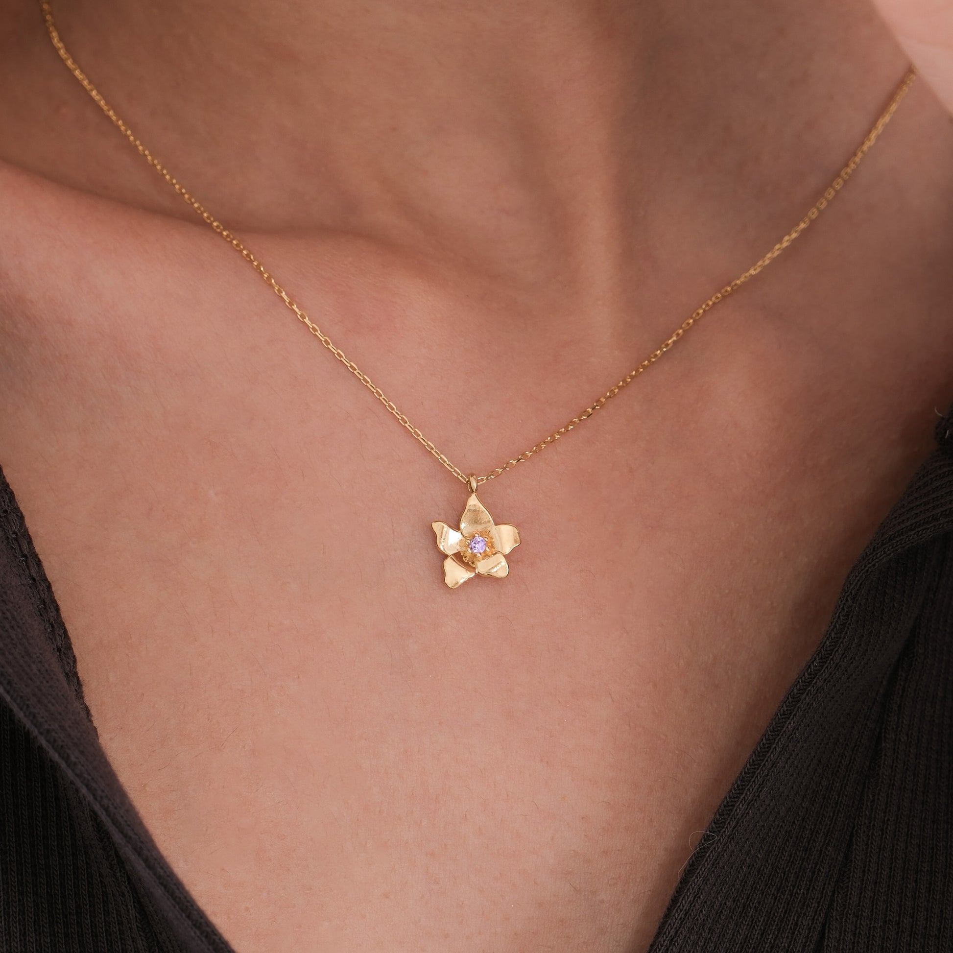February Birth Flower Necklace | 18K Gold Vermeil