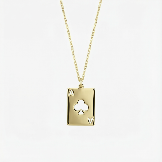 Ace of Spade Card Necklace | 14K Solid