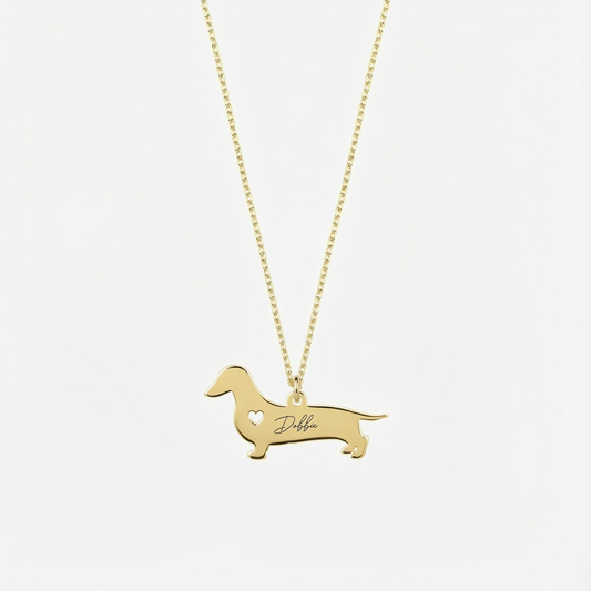 Dog Memorial Necklace | 14K Solid Gold