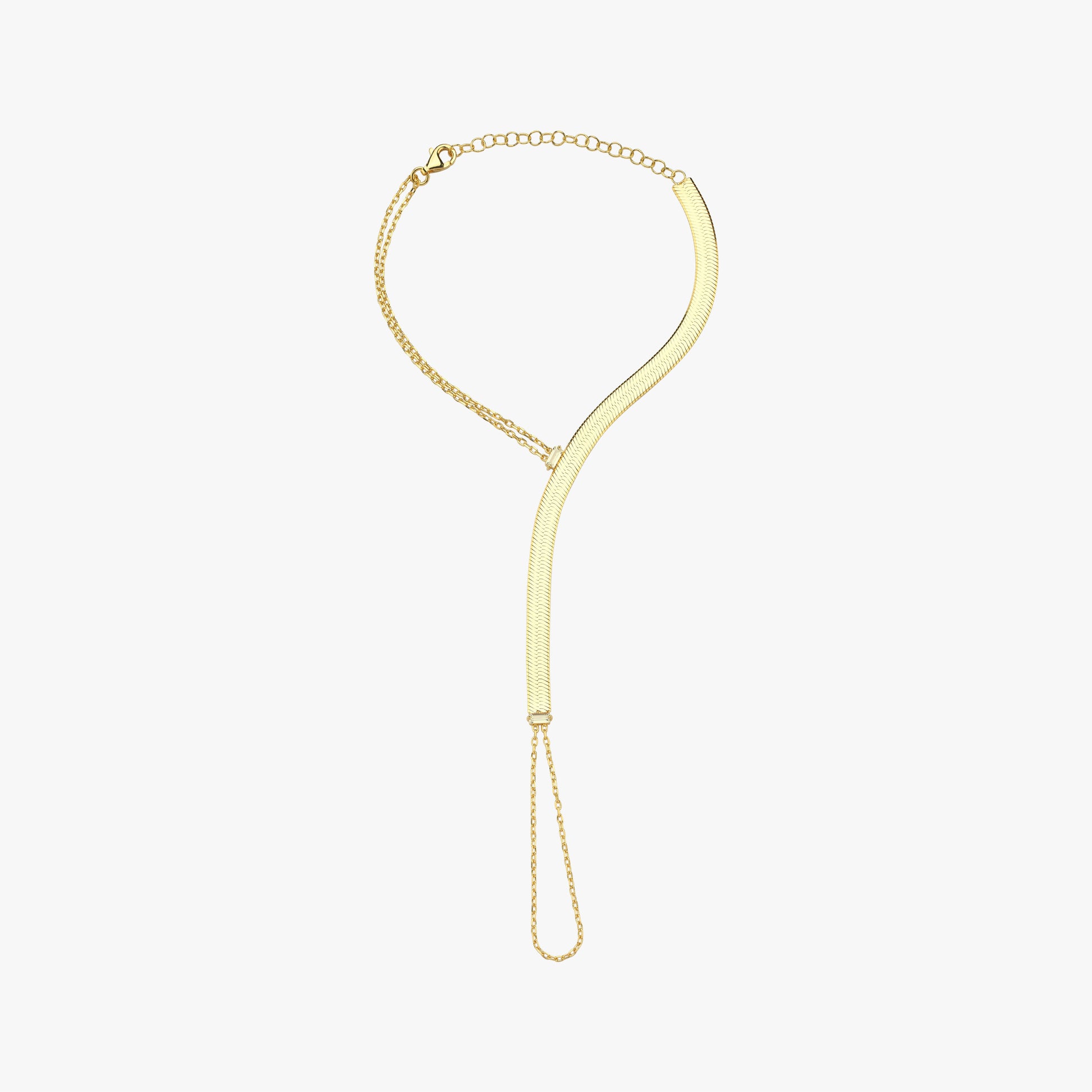 Herringbone Hand Chain Bracelet | 18K Gold Vermeil