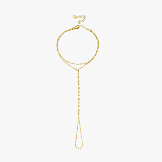 Beaded Hand Chain Bracelet | 18K Gold Vermeil