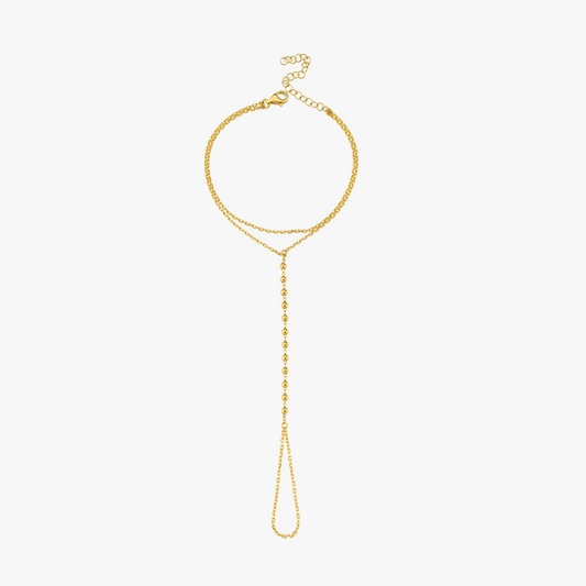 Beaded Hand Chain Bracelet | 18K Gold Vermeil