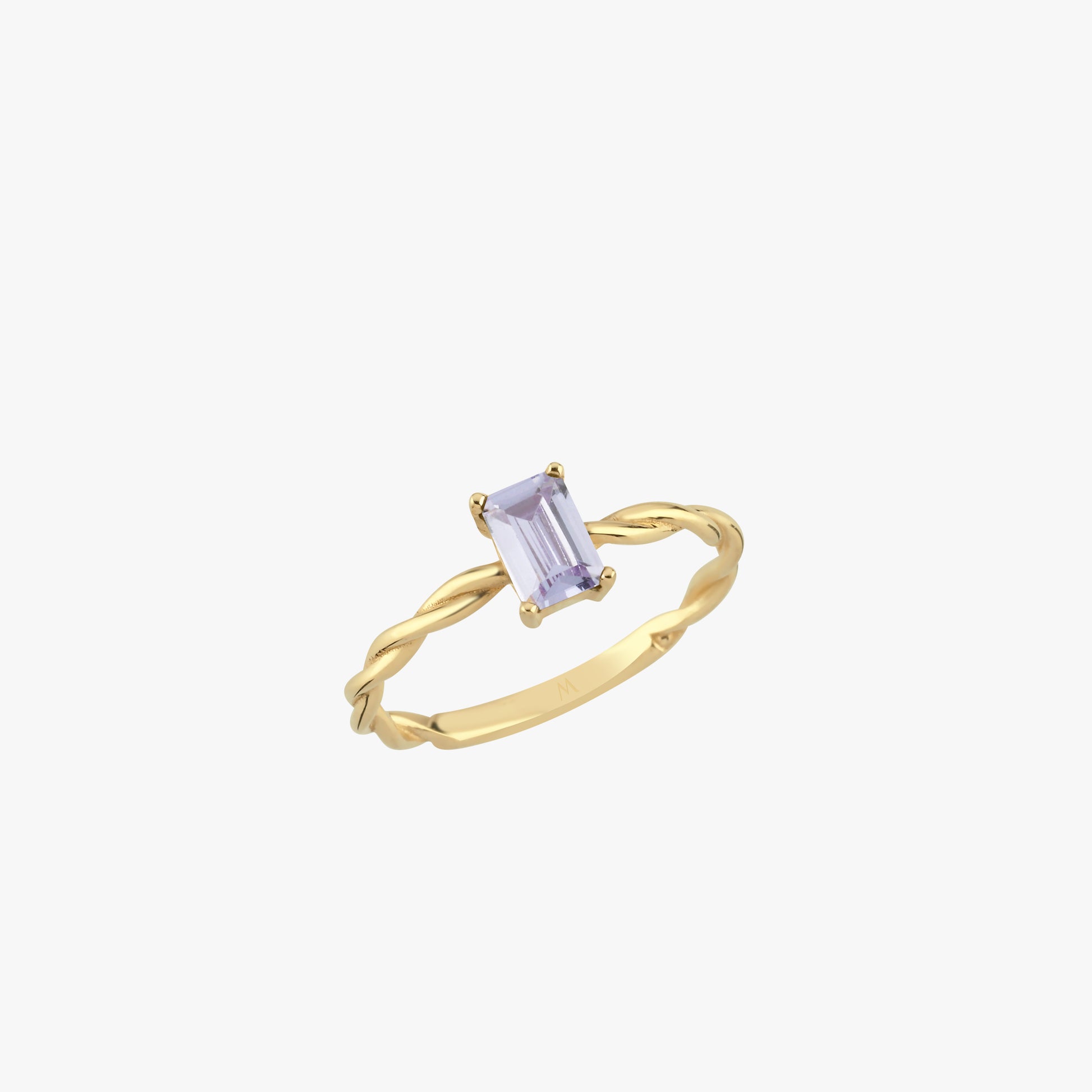 Rectangle Amethyst Ring | 14K Solid Gold