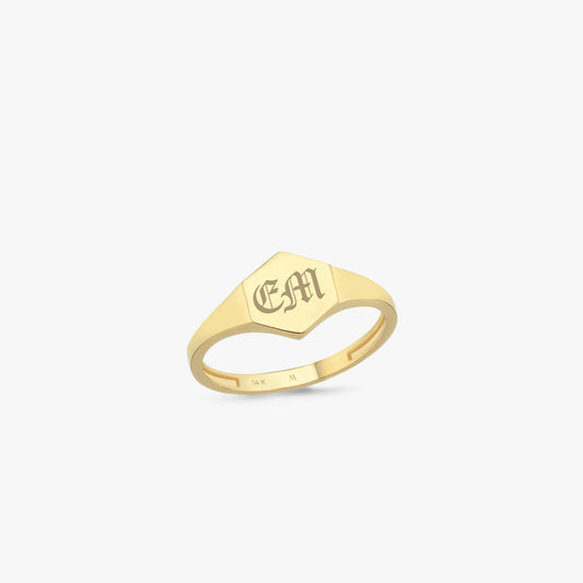 Personalized Rectangle Ring | 14K Solid Gold
