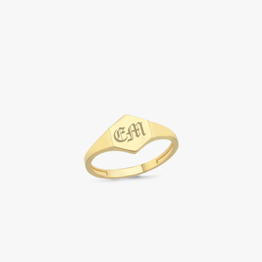 Personalized Rectangle Ring | 14K Solid Gold