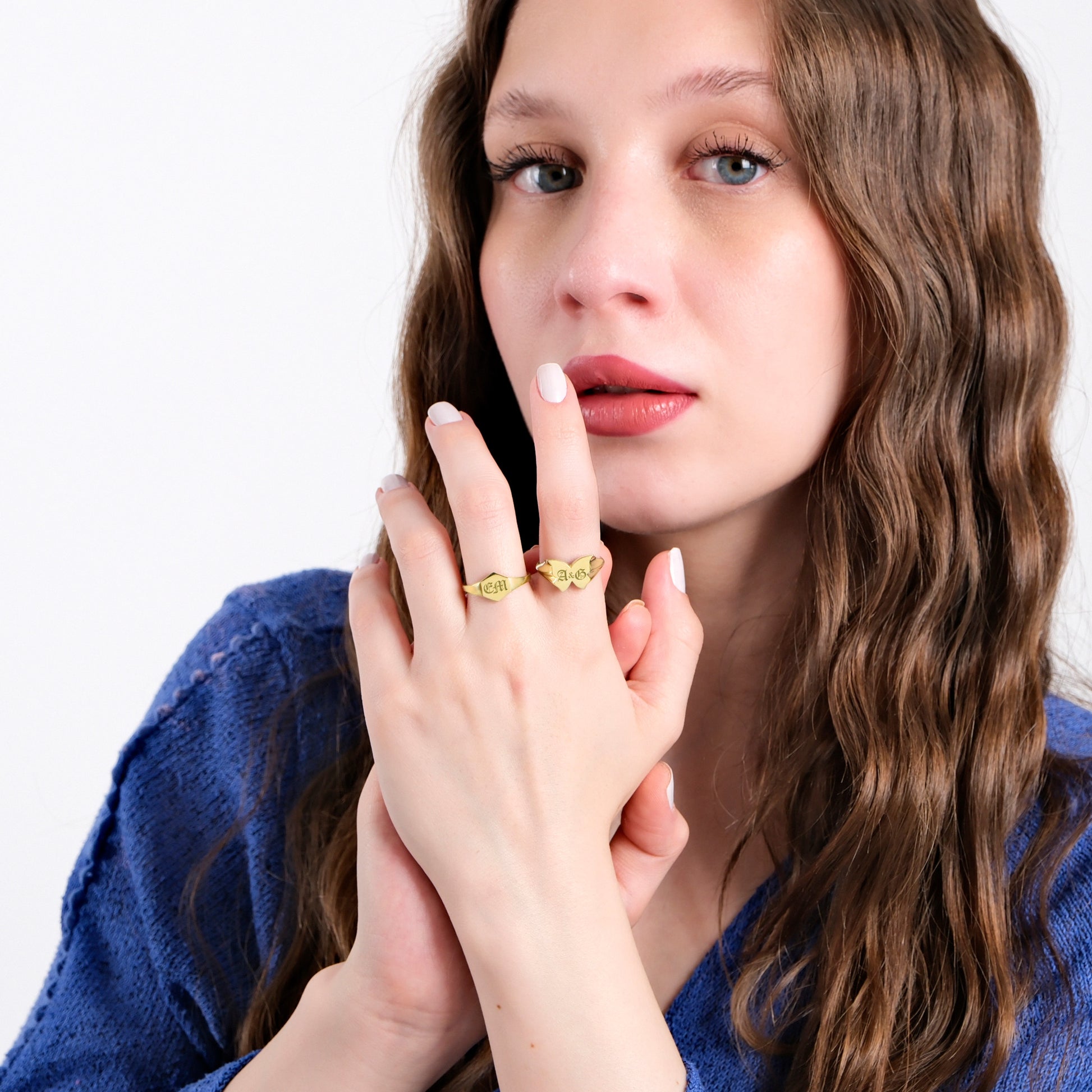 Butterfly Letter Ring | 14K Solid Gold