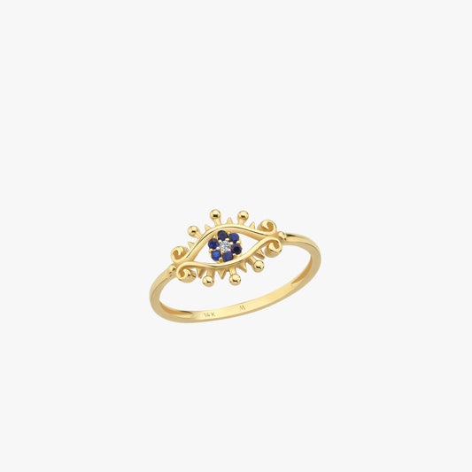 Evil Eye Ring | 14K Solid Gold