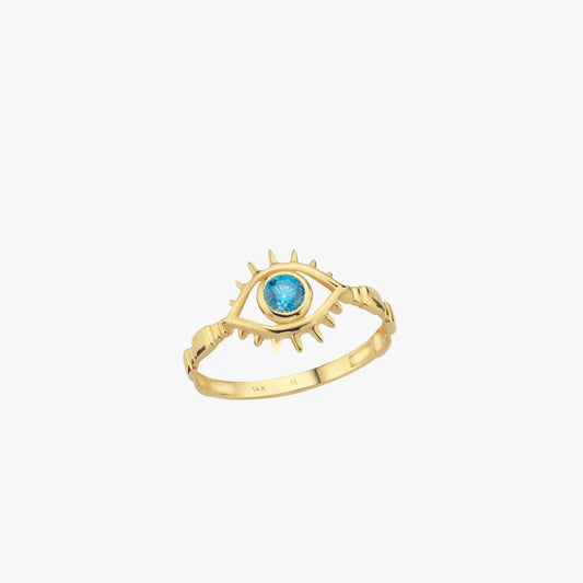 Evil Eye Ring | 14K Solid Gold