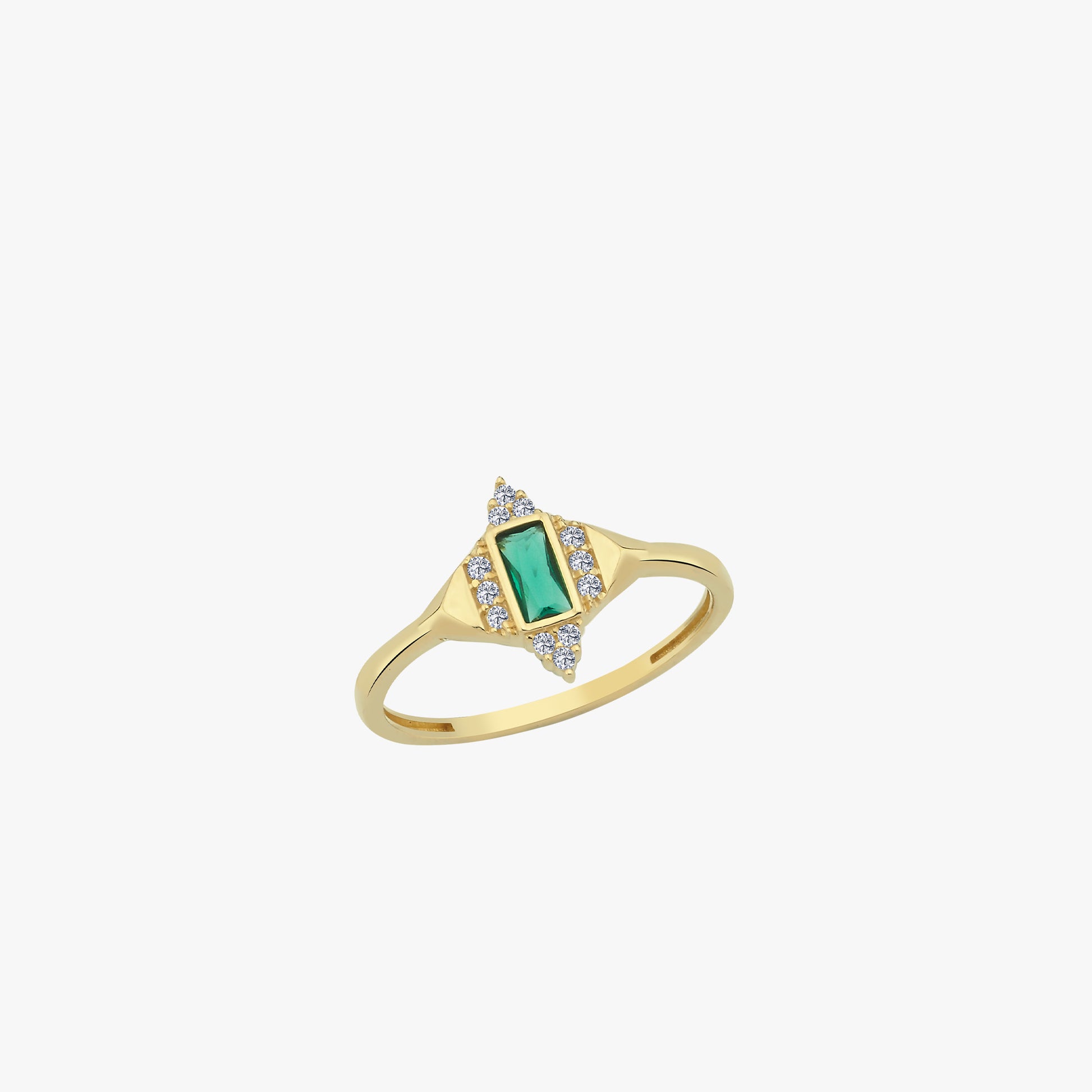 Rectangle Emerald Ring | 14K Solid Gold