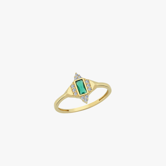 Rectangle Emerald Ring | 14K Solid Gold