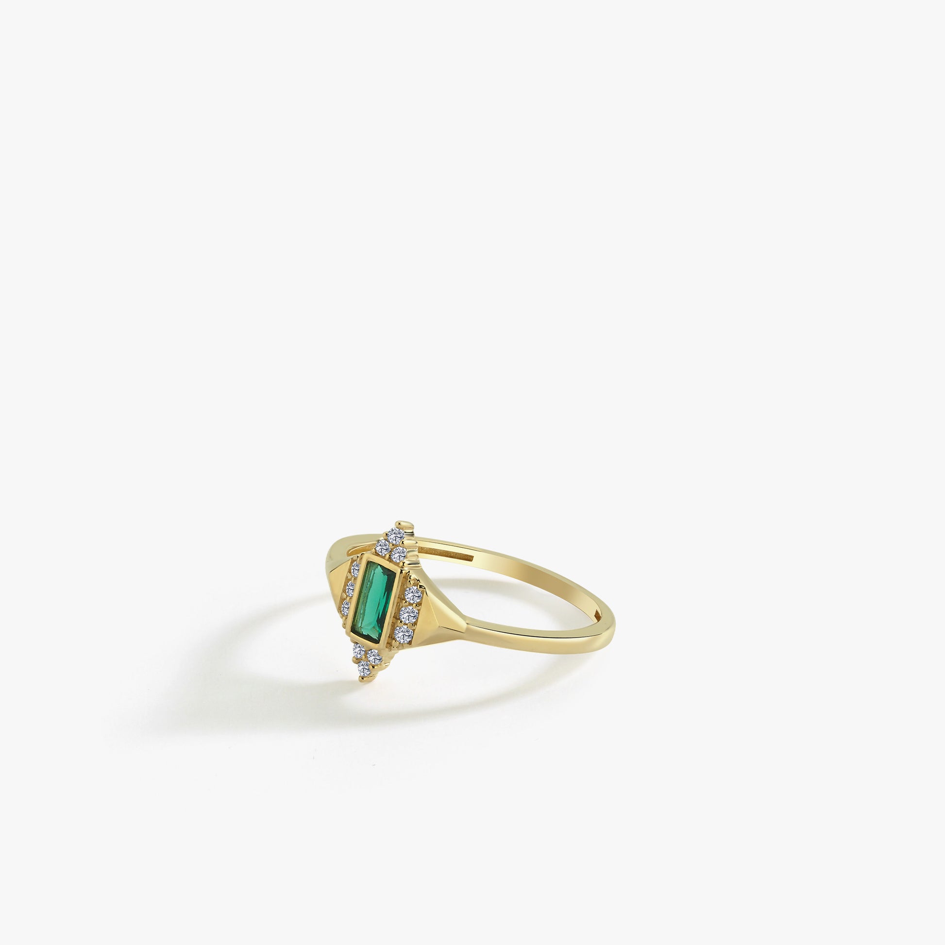 Rectangle Emerald Ring | 14K Solid Gold